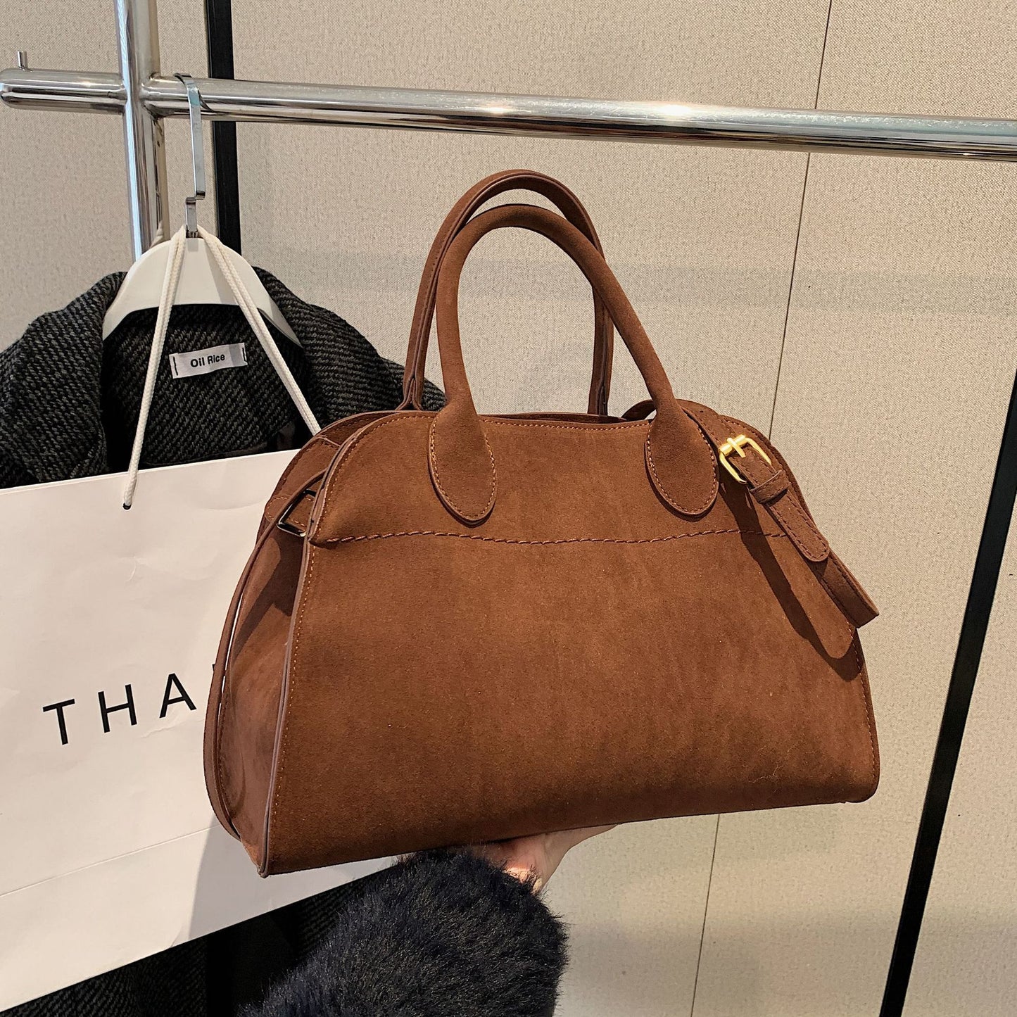 Large Capacity Light Luxury Suede French Handbags