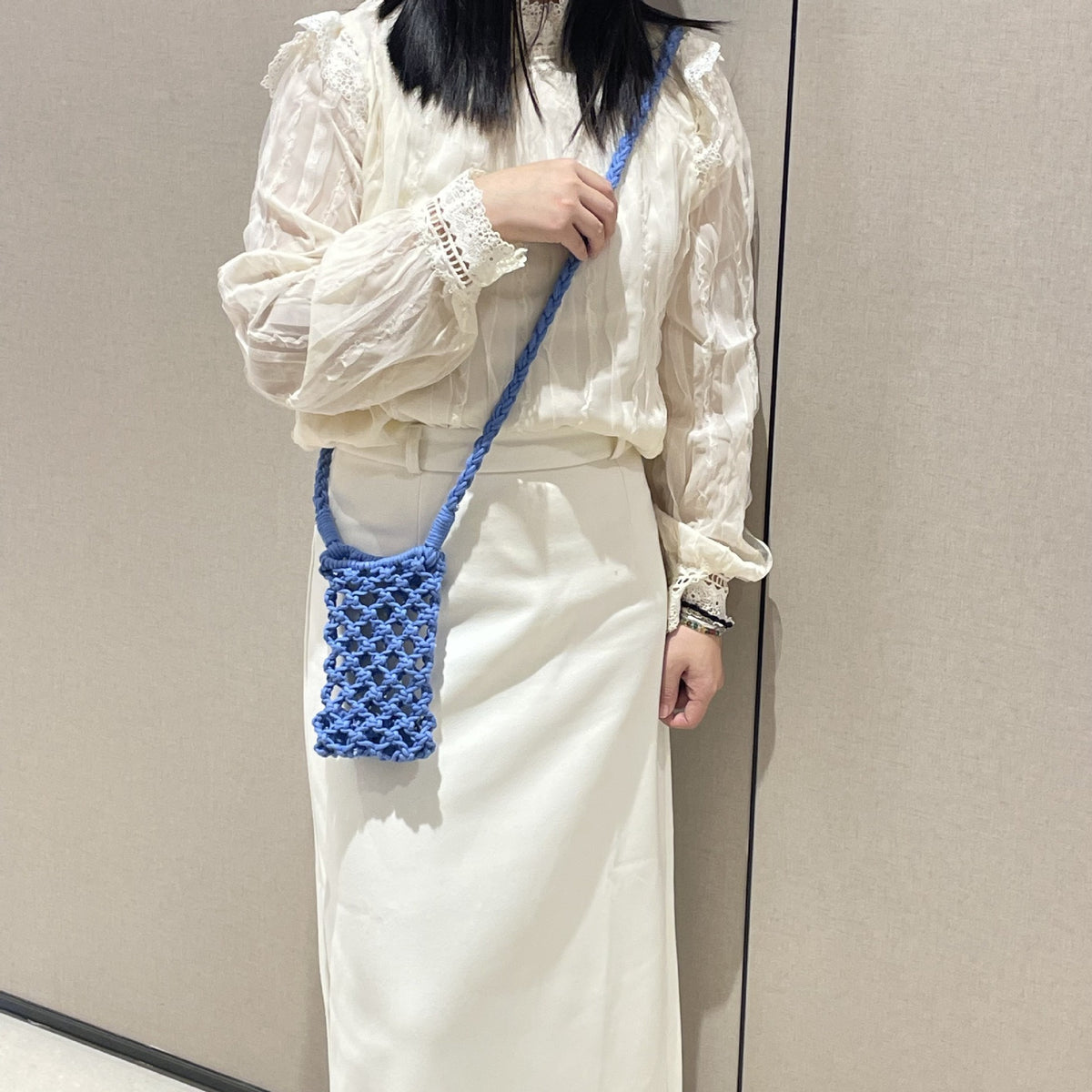 Handmade Cotton Thread Woven Hollow Out Mini Fashion Simple Summer Women's Messenger Bag