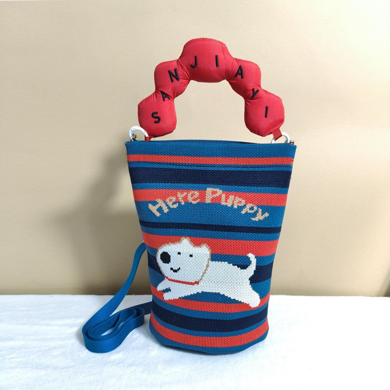Women's Korean Style Knitted Cute Cartoon Unique Dopamine Flying Women's Handbag