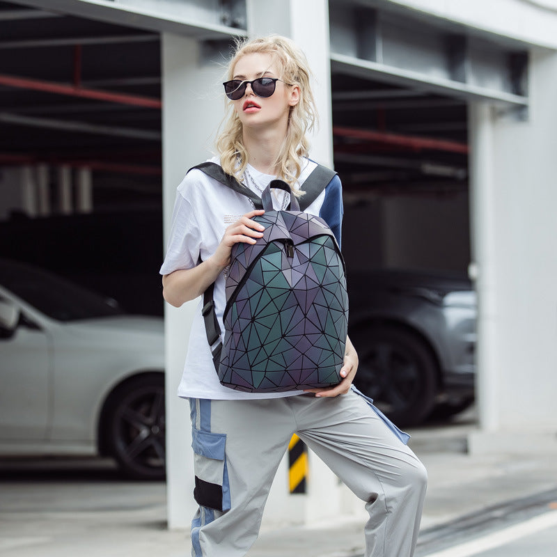 Women's & Men's & Geometric Fashionable Colorful Rhombus Luminous Backpacks