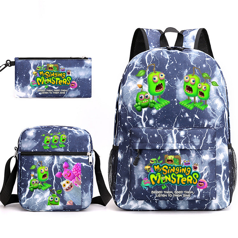 Game Monster Concert Pencil Three-piece Set Backpacks