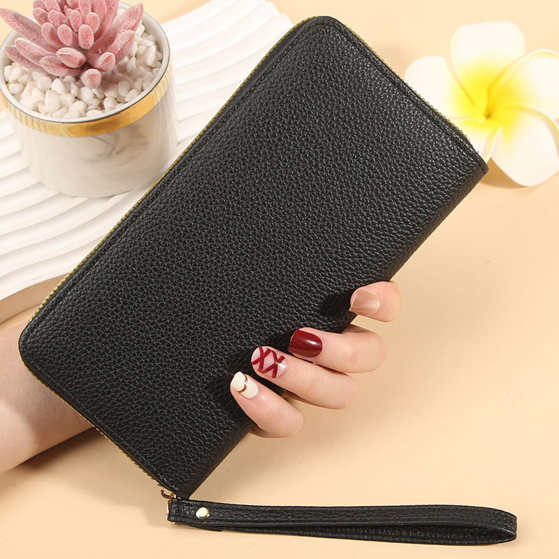 Women's Long Macaron Zipper Lychee Pattern Ladies Wallet