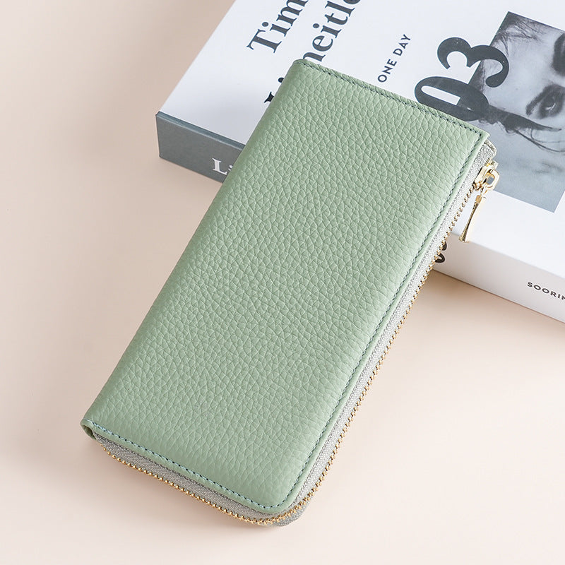 Women's Genuine Leather Long Zipper Fashion Clutch Ladies Wallets