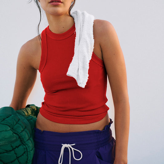 Women's Sexy Hot Solid Color Rib Sleeveless Tops