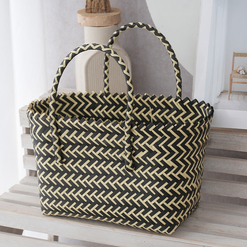 Women's Portable Vegetable Basket Woven Large Capacity Beach Tote Bags