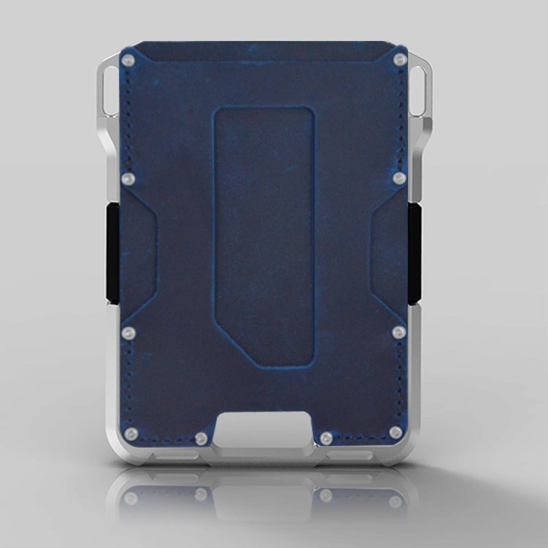 Men's Fashion Elegant Leather Bank Metal Card Holder