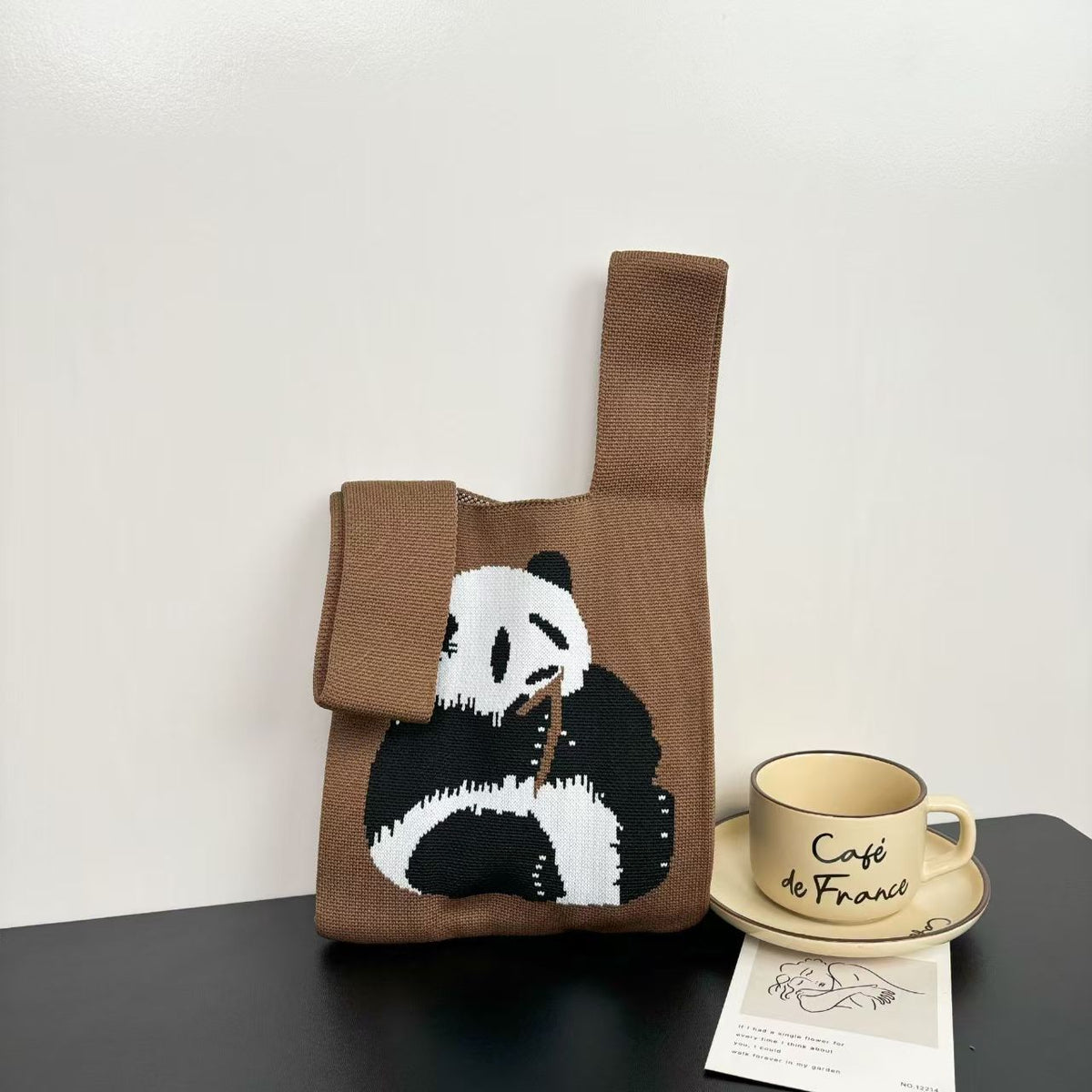 Women's Cute Panda Knitted Gift Niche High-grade Women's Handbag