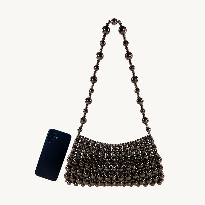 Retro Imitation Pearl Chain Hand-woven Beads Underarm Handbags