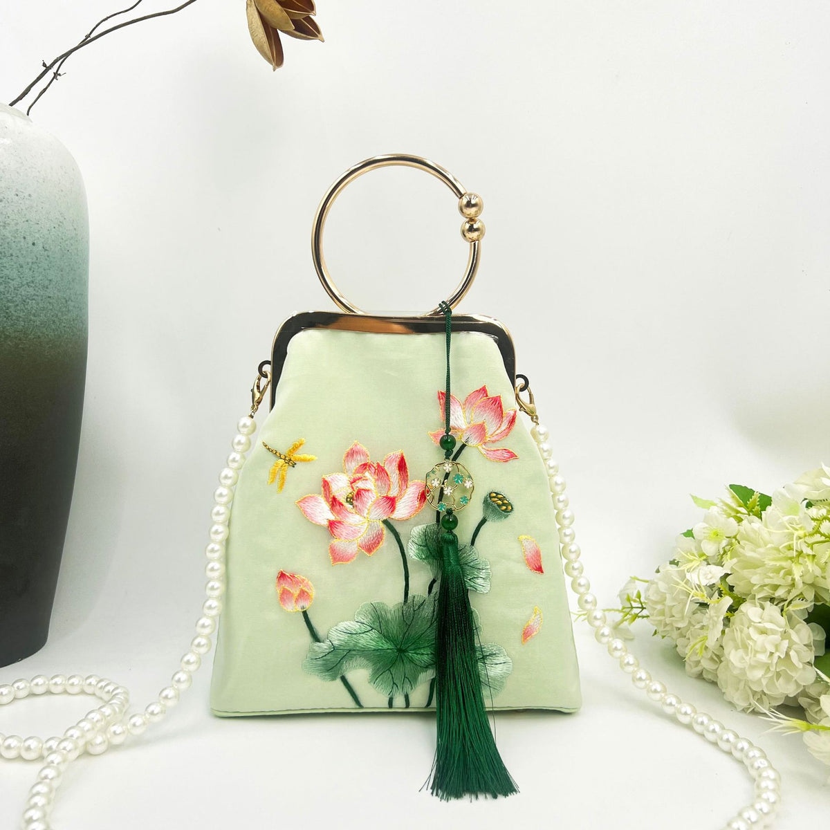 Chinese Cheongsam Brocade Finished Hand Large Women's Handbag
