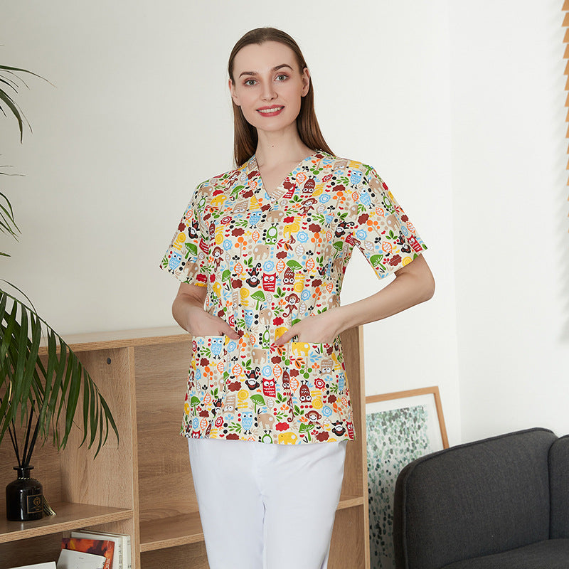 Women's & Men's & Cartoon Printed T-shirt For Surgical Gown Uniform