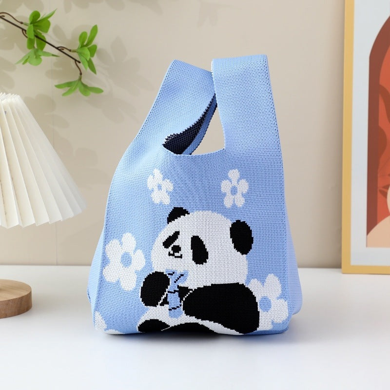 National Fashion Giant Panda Knitted Niche Gift Hand Cute Wild Women's Handbag
