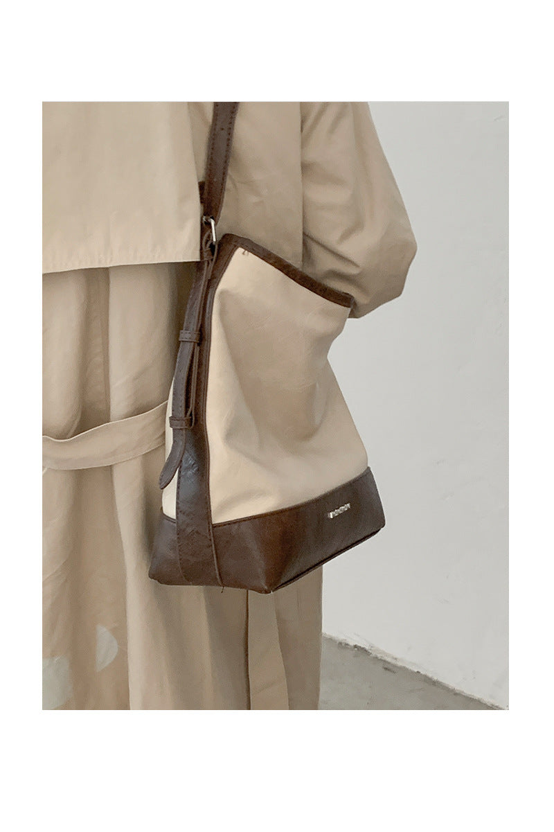Women's Korean Contrast Color Fashion Simple Bucket Bags