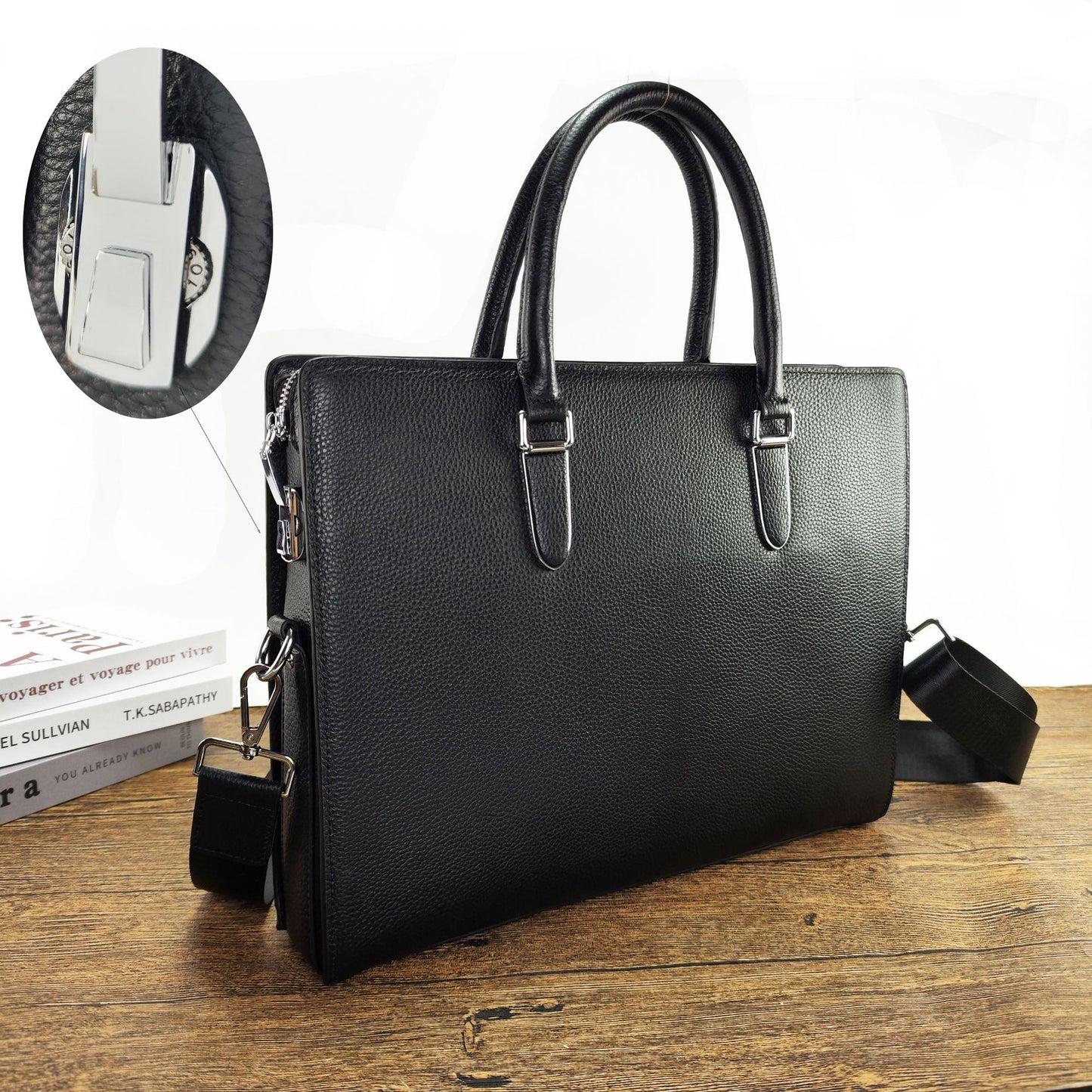 Men's Business Pure Leather Large Capacity Office Portable Men's Briefcases