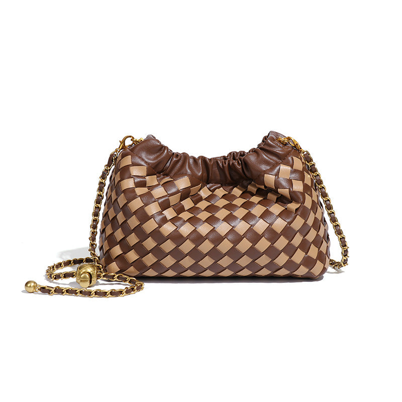 Women's Pleated Cloud Fashion Golden Ball Hand-woven Bags