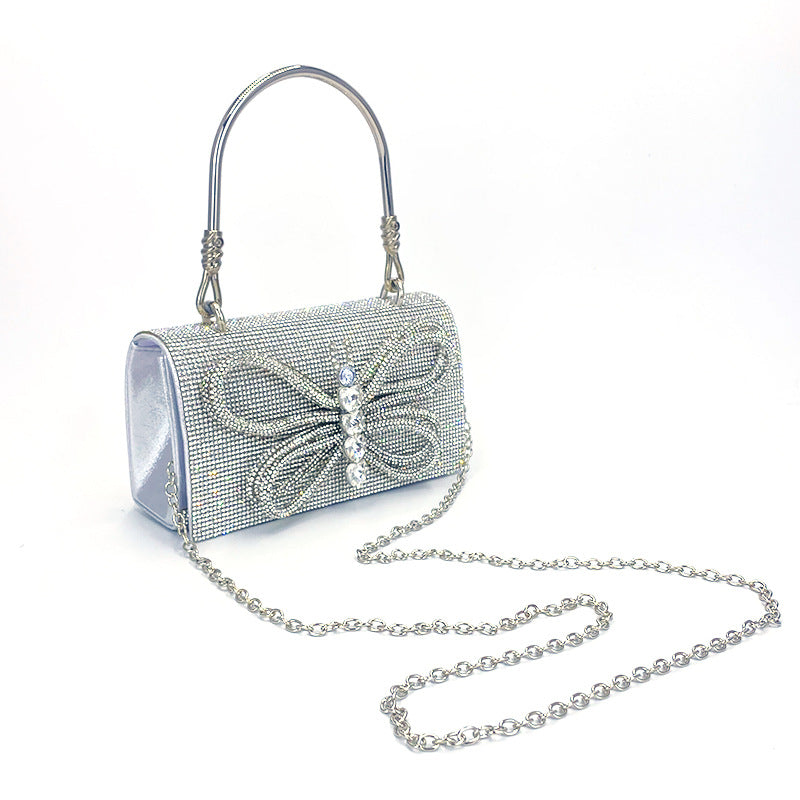 Creative Slouchy Butterfly Shiny Diamond Chain Bags