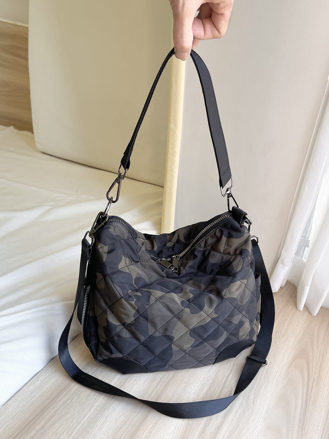 Women's Nylon Hand Fashionable Rhombus Versatile Large Crossbody Bags