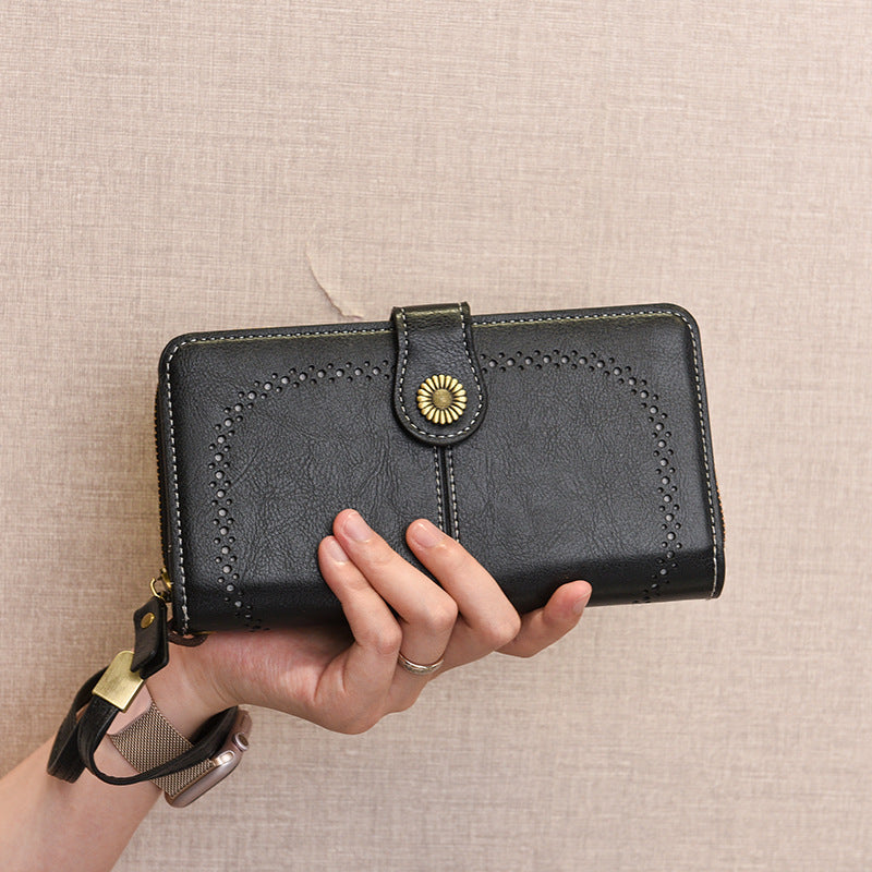 Comfortable Charming Hollow Long Zipper Lady's Handbags