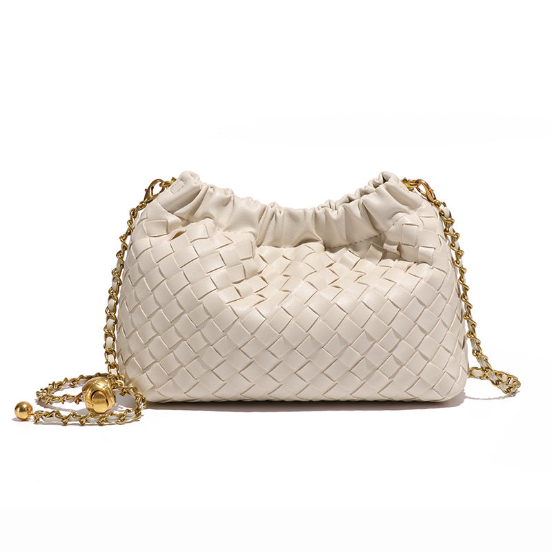 Women's Pleated Cloud Fashion Golden Ball Hand-woven Bags