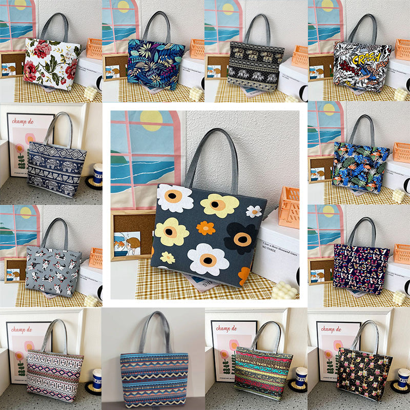 Women's Canvas Large Capacity Printed Korean Style Women's Shoulder Bag