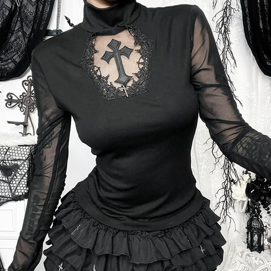 Women's Street Hot Easy Matching Mesh Long Blouses