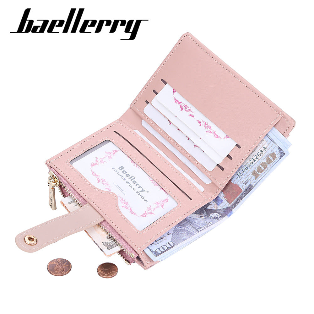 Women's Korean Style Fashion Short Multiple Slots Two Fold High Ladies Wallet
