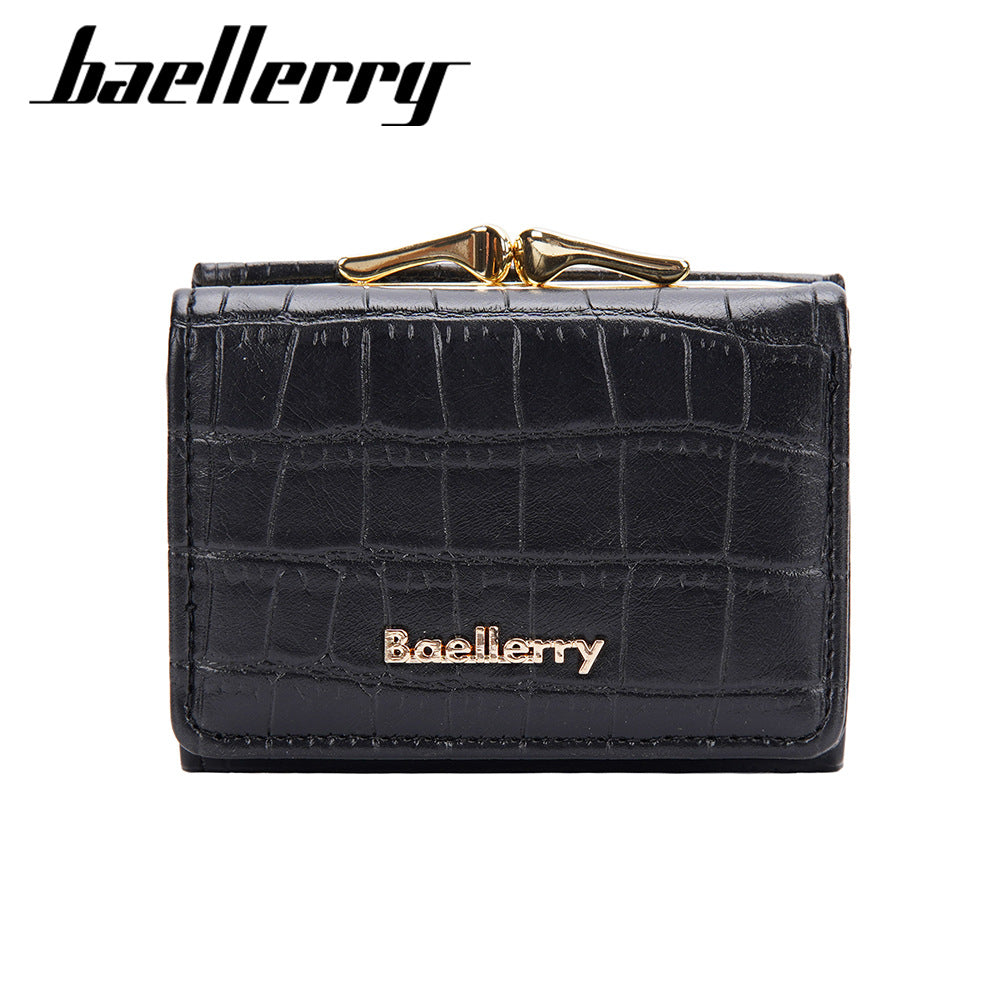 Women's Short Korean Style Stone Pattern Three Fold Ladies Wallet