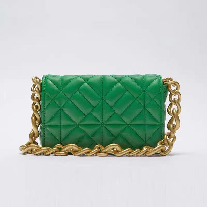 Check Thick Chain Quilted Rice Word Crossbody Bags