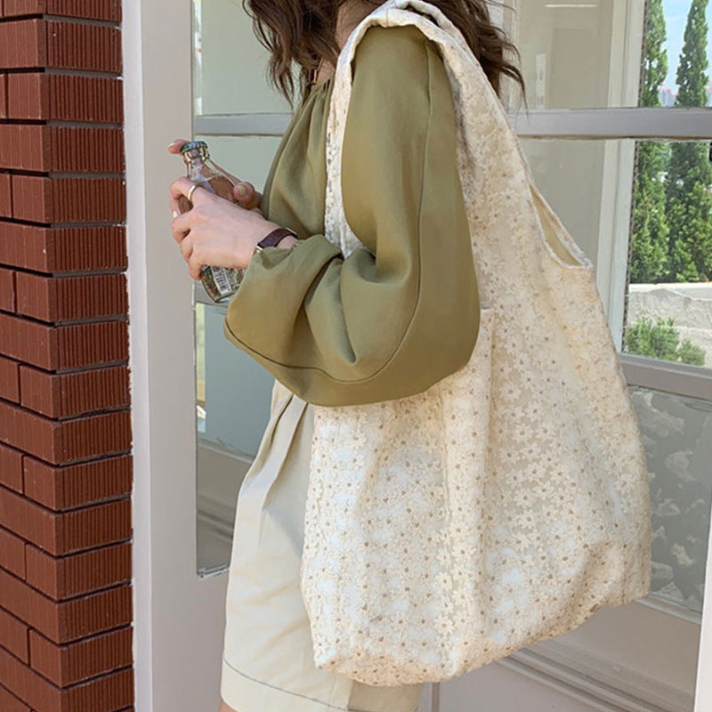 Mesh Flower Summer Large Capacity Female Fairy Style Three-dimensional Bags