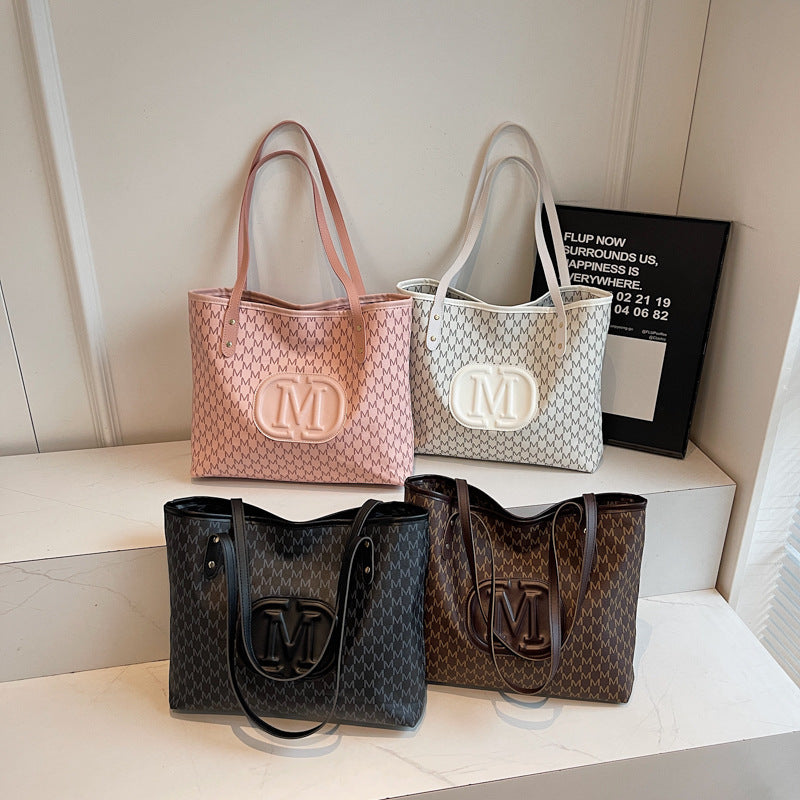 Large Capacity Commuting Fashion Printed Letter College Class Simple Bags