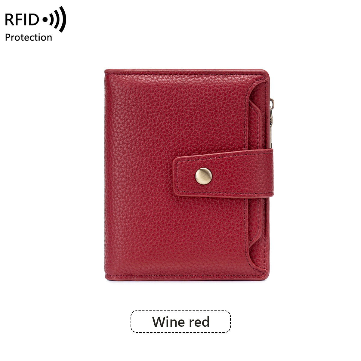 Women's Litchi Pattern Soft Leather Zip Multiple Ladies Wallet