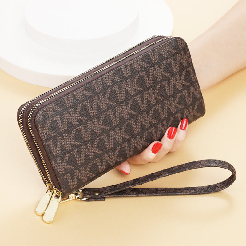 Women's Long Double Zip Clutch Printed Large Capacity Phone Bags