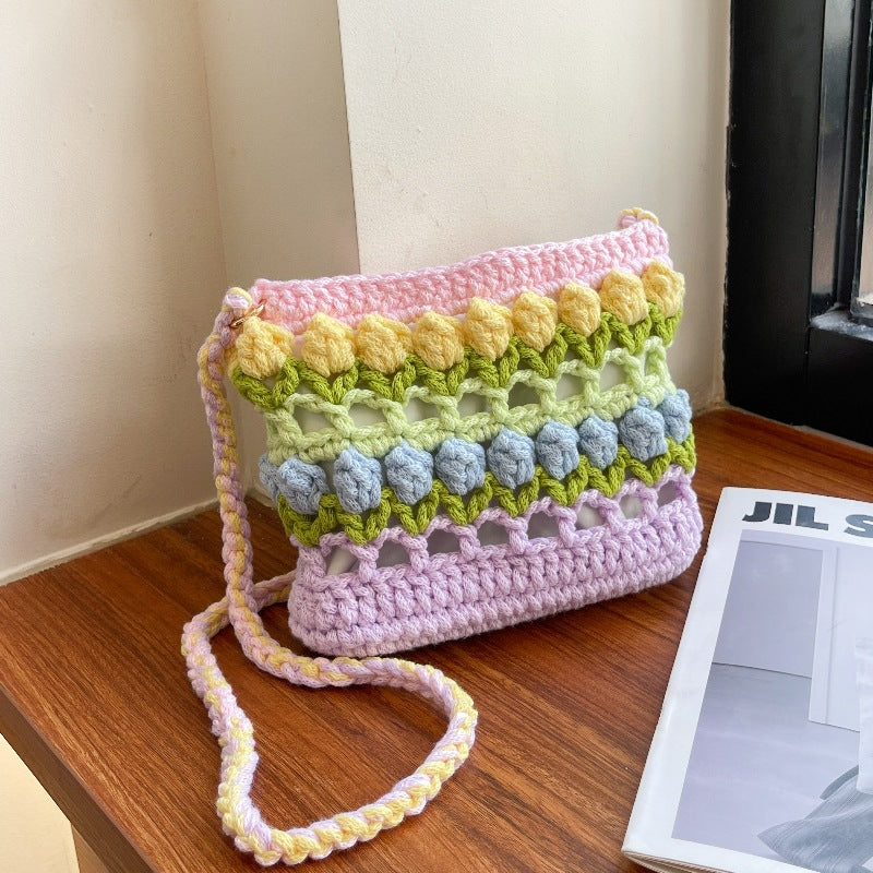 Tulip Hand-woven Material Homemade Summer Dopamine Bags