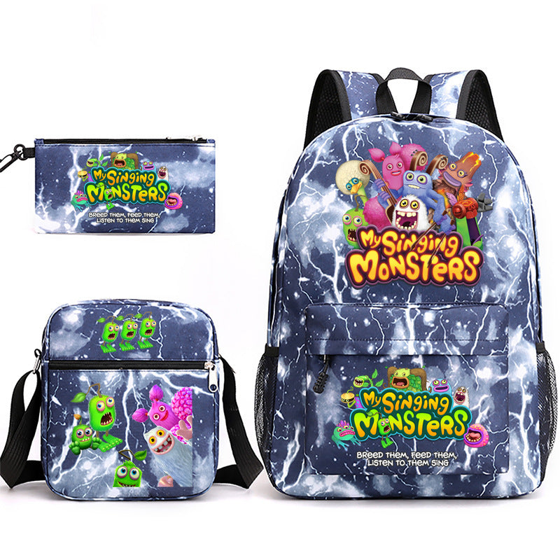 Game Monster Concert Pencil Three-piece Set Backpacks