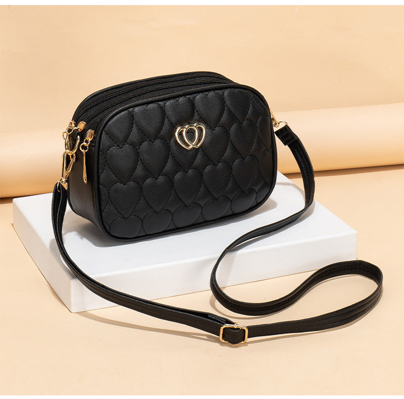 Large Capacity Triple Zipper Fashionable Simple Women's Messenger Bag