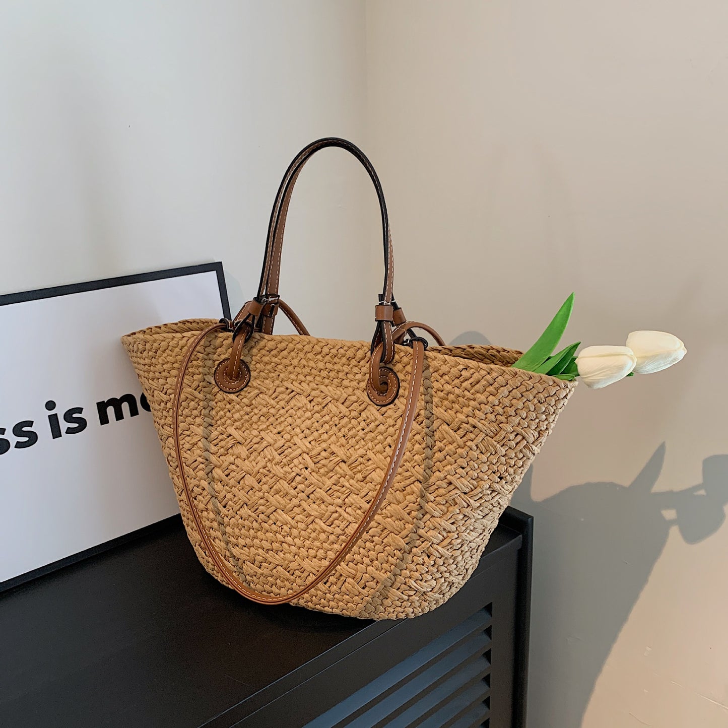 Women's Straw Summer Seaside Beach Portable Large Shoulder Bags