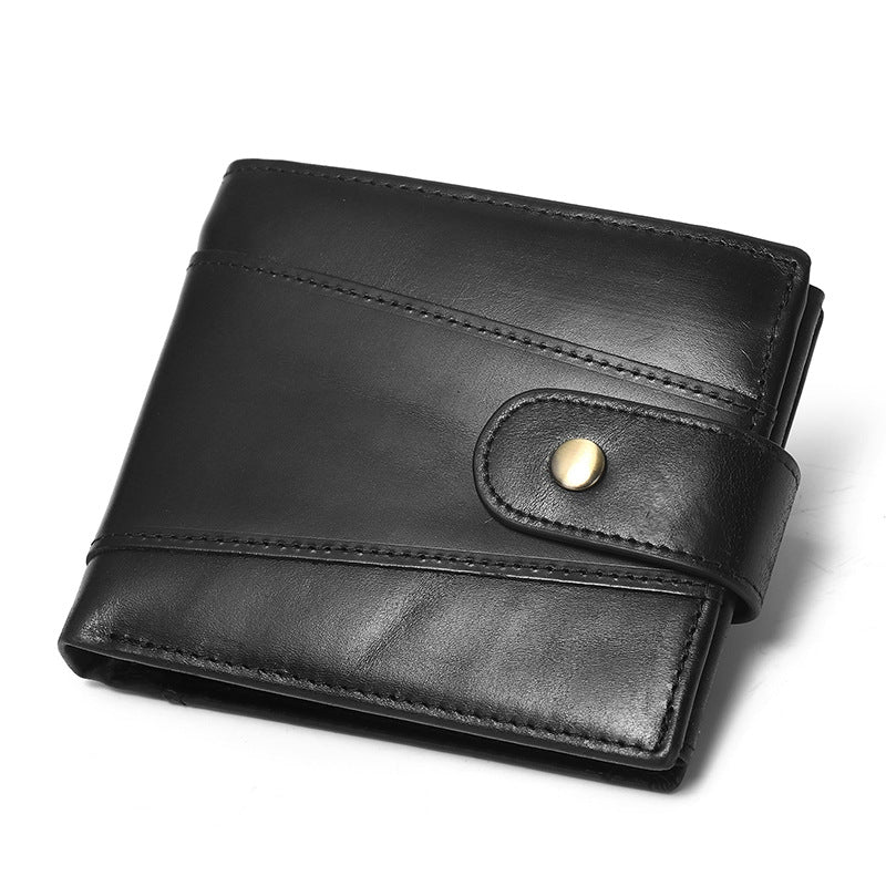 Men's Leather Short Large Capacity Cattlehide Retro Men's Wallets