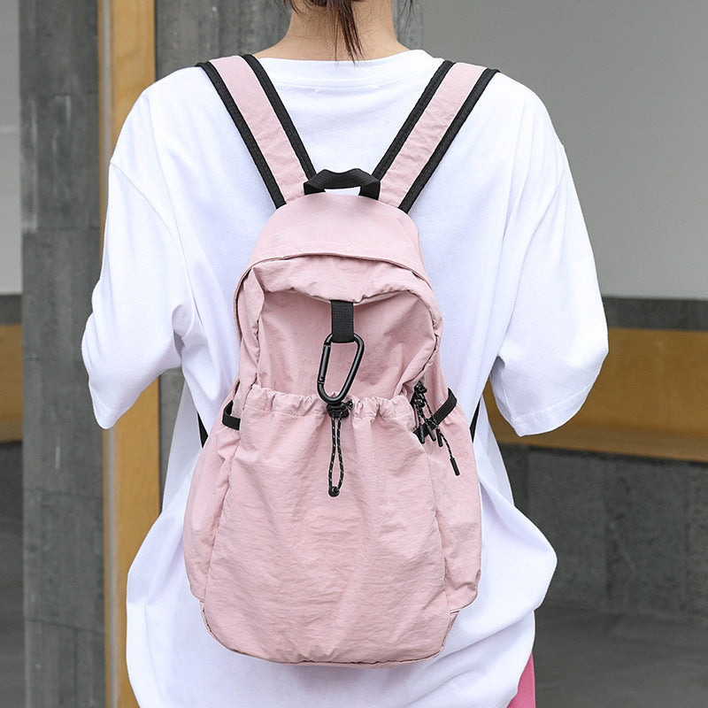 Women's Artistic Nylon Fashionable Pleated Contrast Color Backpacks