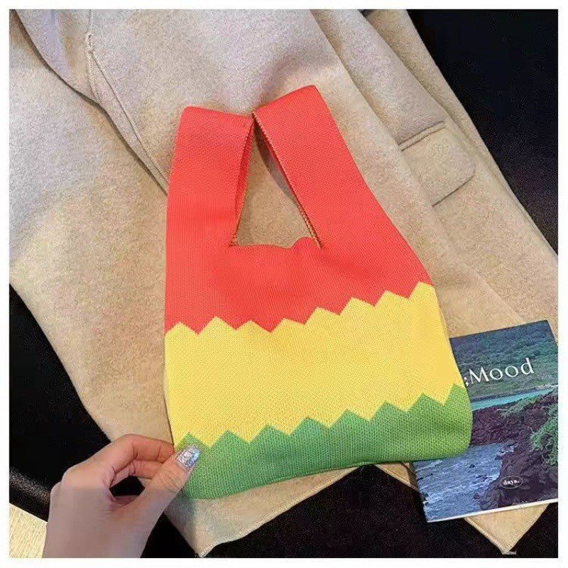 Fashion Style Knitted Hand Shopping Portable Women's Handbag