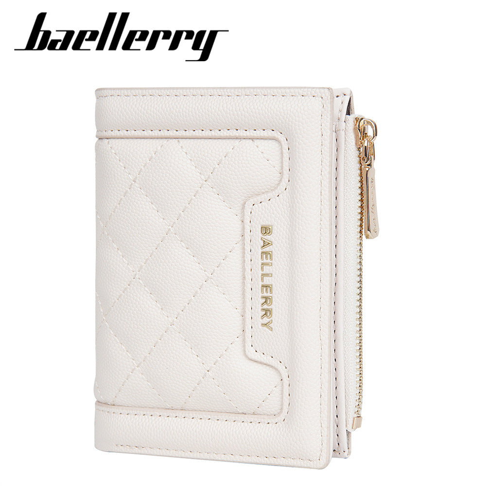Women's Color Short Snap Button Zipper Edge Purses
