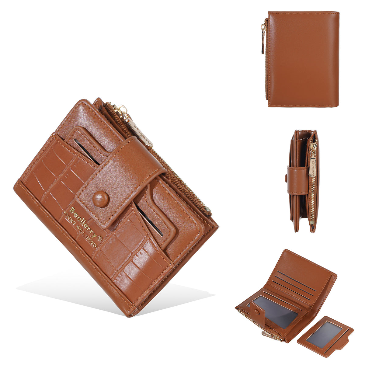 Women's Short Stone Pattern Multiple Slots Thin Ladies Wallet
