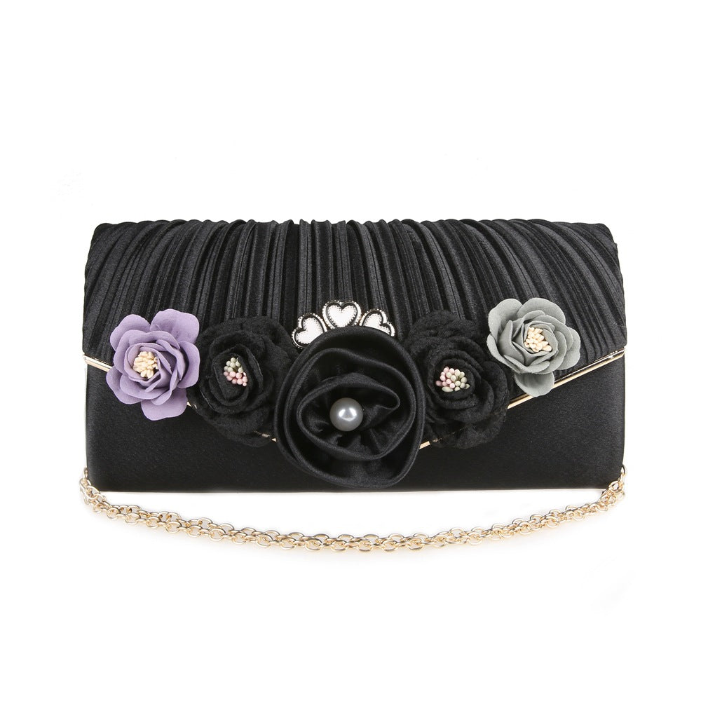 Fresh Long Flower Pleated Elegant Clutch Evening Bags
