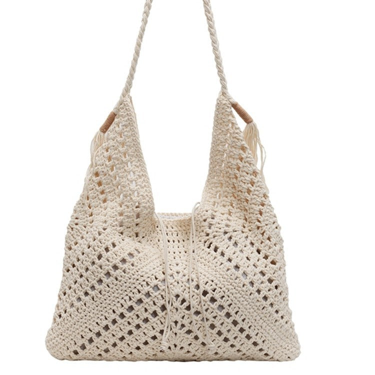 Women's Idle Style Loose Feeling Large Capacity Woven Summer Seaside Holiday Women's Shoulder Bag