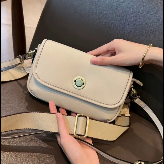 Women's Genuine Leather Golden Underarm Fashion Shoulder Bags