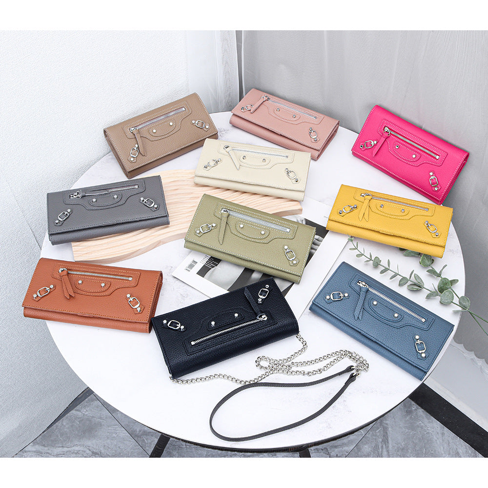 Women's Leather Motorcycle Rivet Chain Light Luxury Fashion Clutch Women's Messenger Bag