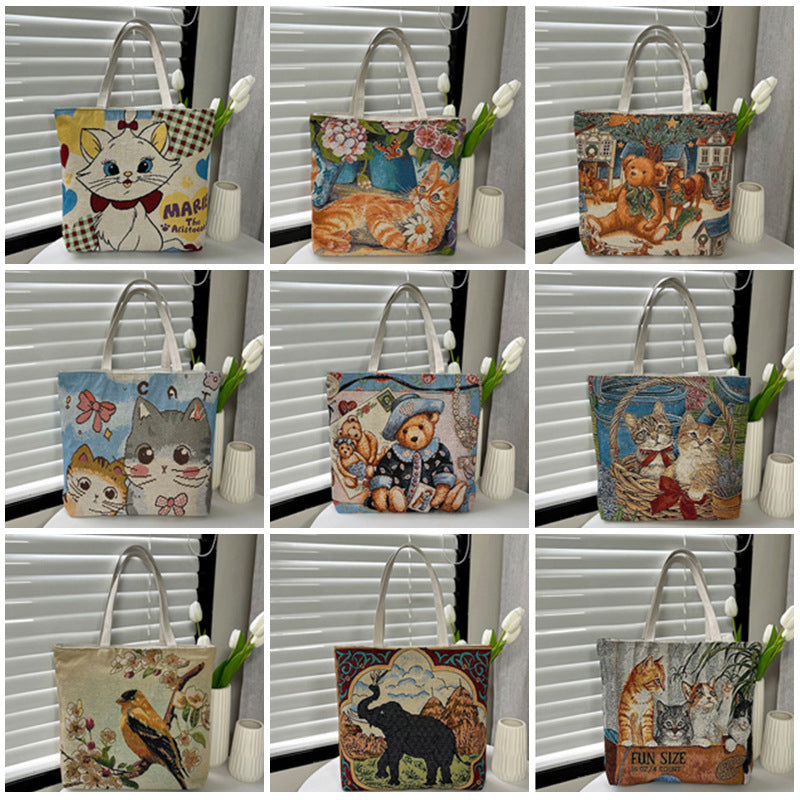 Women's Canvas Ethnic Style Beach Fashion Large Women's Shoulder Bag
