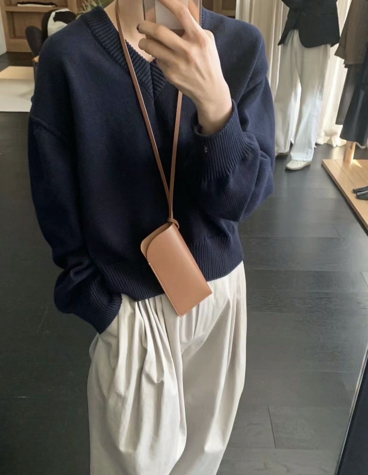 Leather Lanyard Glasses French Sunglasses Halter Small Square Bags