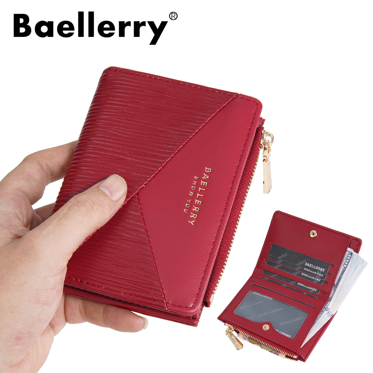 Women's High-grade Bark Pattern Short Large Capacity Two-fold Ladies Wallet