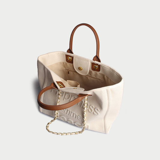 Women's Style Handmade Beads Embroidered Canvas Large Handbags