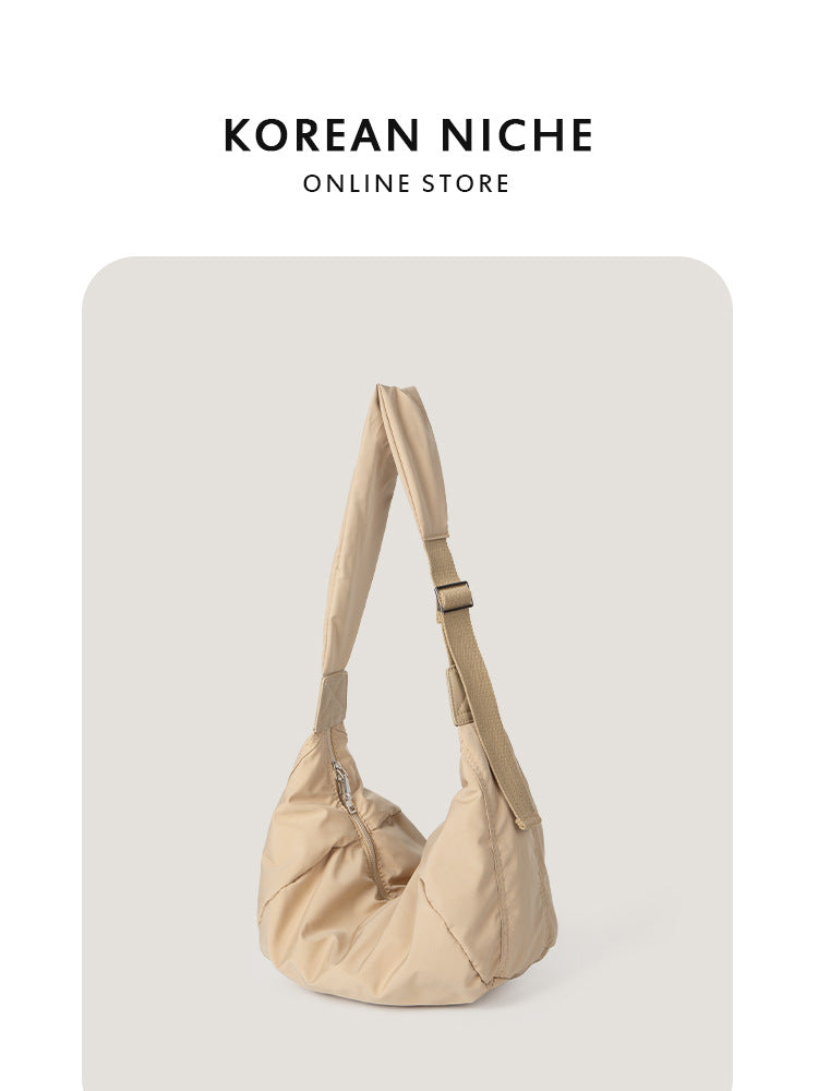 Capacity Nylon Cloth Texture Solid Color Shoulder Bags