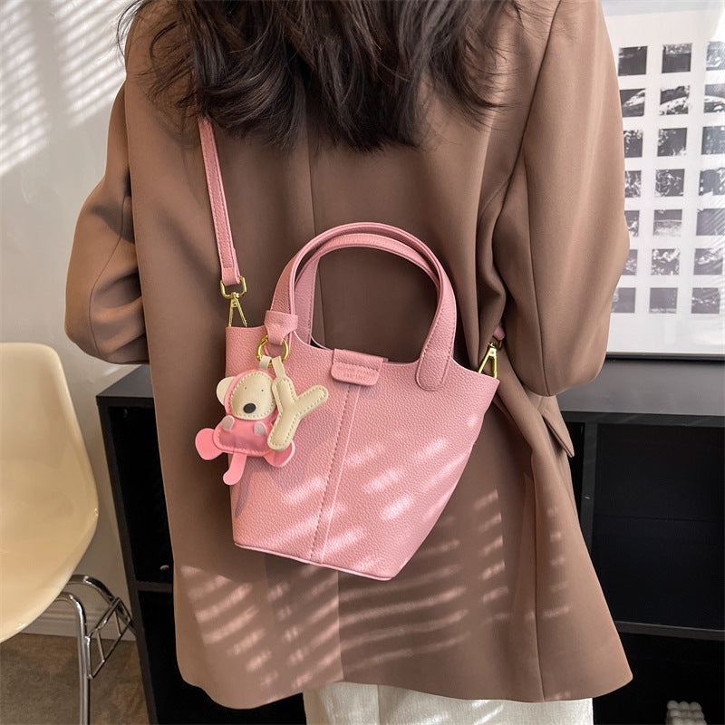 Women's Classic Solid Color Lychee Pattern Commuter Crossbody Bags